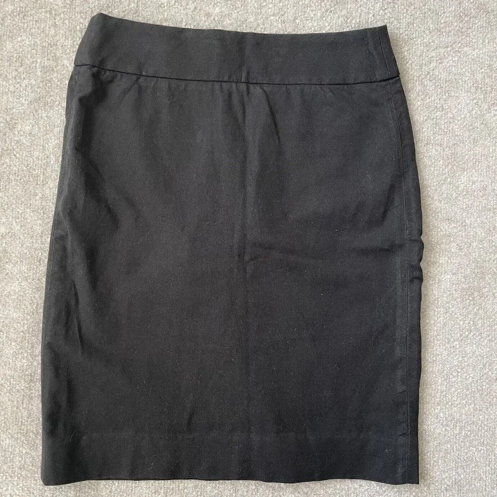 Banana Republic Skirt Womens 4 Black Stretch Pencil Back Slit Zipper Office